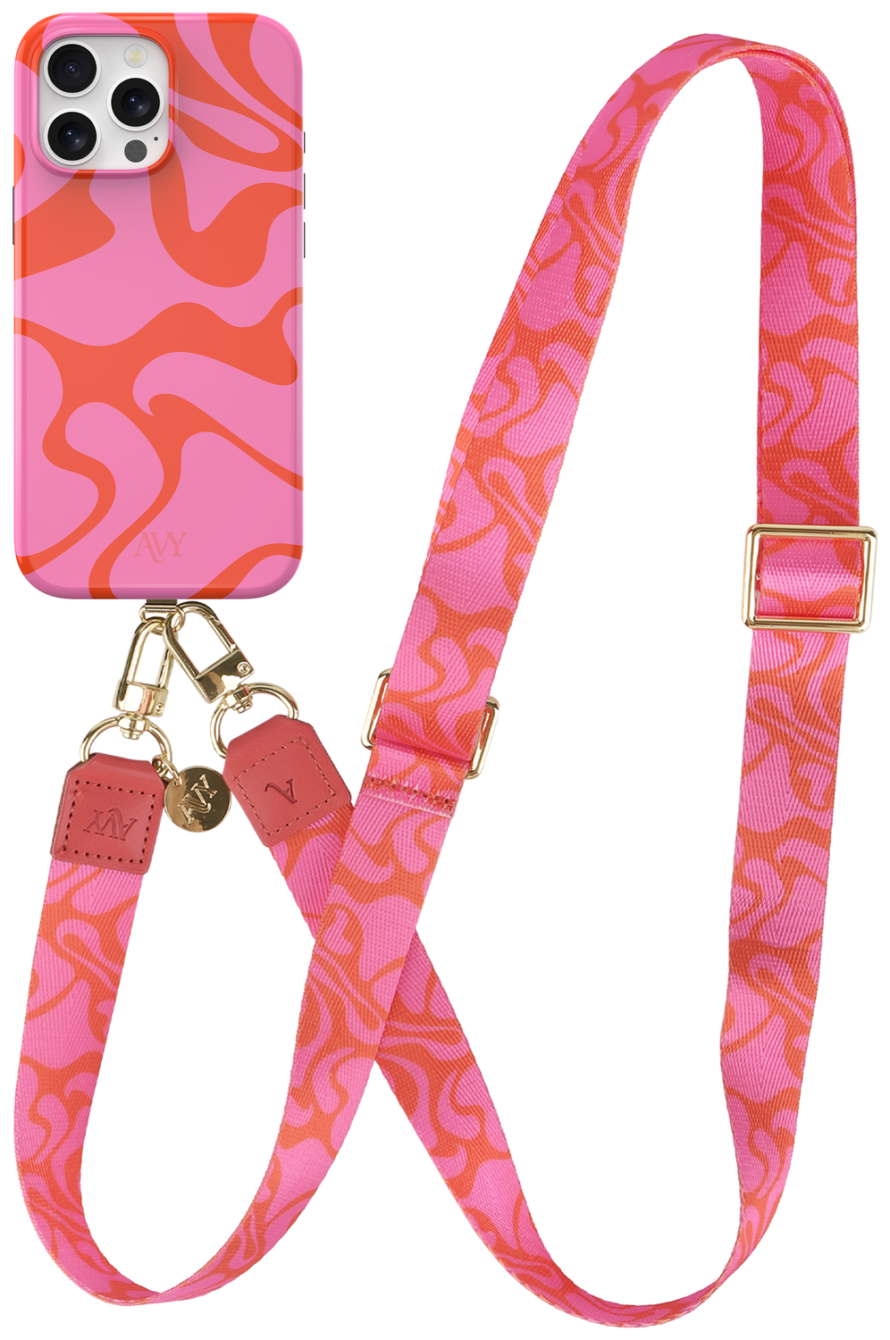 AVY Apple iPhone 12 / 12 Pro MagSafe Hoesje met Koord 130CM Rosé Twist afbeelding 1