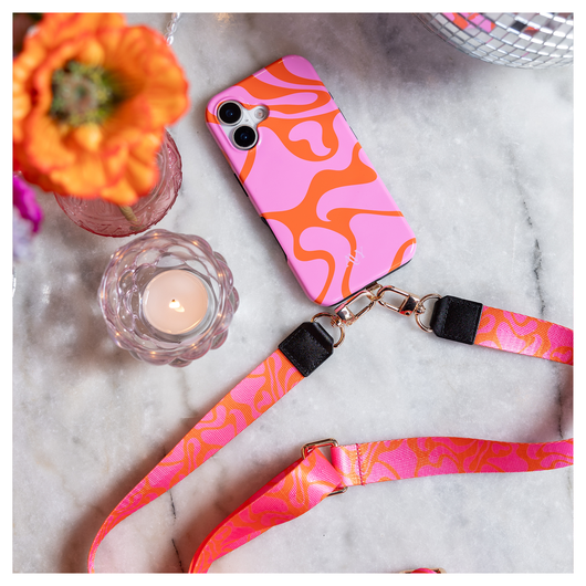 AVY Apple iPhone 12 / 12 Pro MagSafe Hoesje met Koord 130CM Rosé Twist afbeelding 2