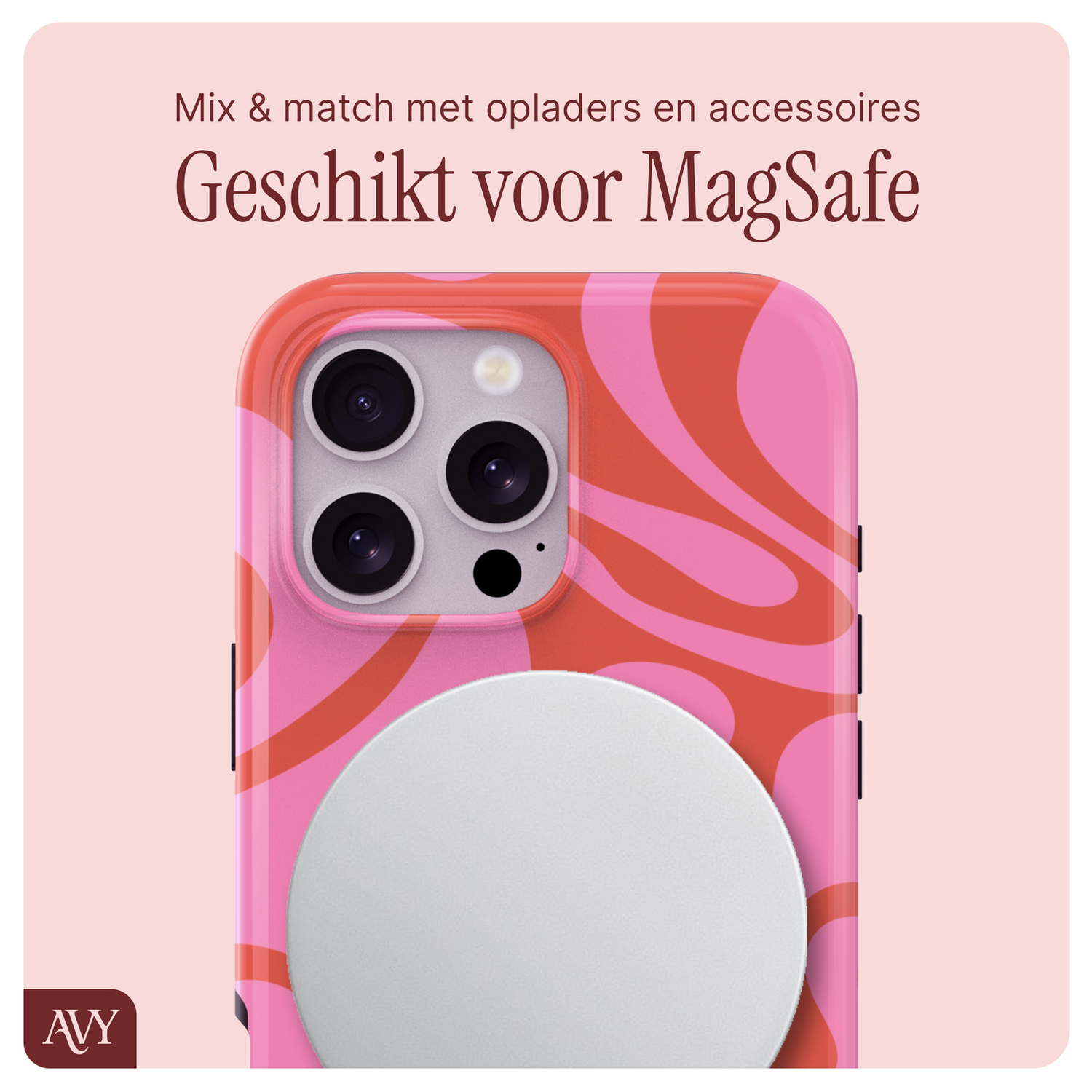 AVY Apple iPhone 12 / 12 Pro MagSafe Hoesje met Koord 32CM Rosé Twist afbeelding 7
