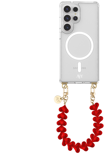 AVY Samsung Galaxy S25 Ultra Hoesje met Koord & MagSafe 30CM Cupid Clear Red afbeelding 1