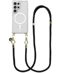 AVY Samsung Galaxy S25 Ultra Hoesje met Koord & MagSafe 130CM Tressé Black afbeelding