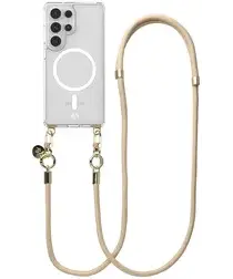 AVY Samsung Galaxy S25 Ultra Hoesje met Koord & MagSafe 130CM Tressé Beige afbeelding