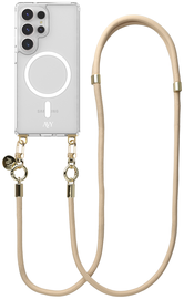 AVY Samsung Galaxy S25 Ultra Hoesje met Koord & MagSafe 130CM Tressé Beige