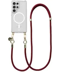 AVY Samsung Galaxy S25 Ultra Hoesje met Koord & MagSafe 130CM Tressé Red afbeelding