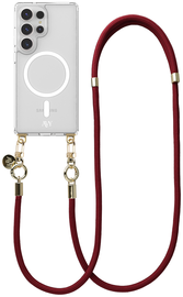 AVY Samsung Galaxy S25 Ultra Hoesje met Koord & MagSafe 130CM Tressé Red