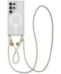 AVY Samsung Galaxy S25 Ultra Hoesje met Koord & MagSafe Set Silver Spark afbeelding