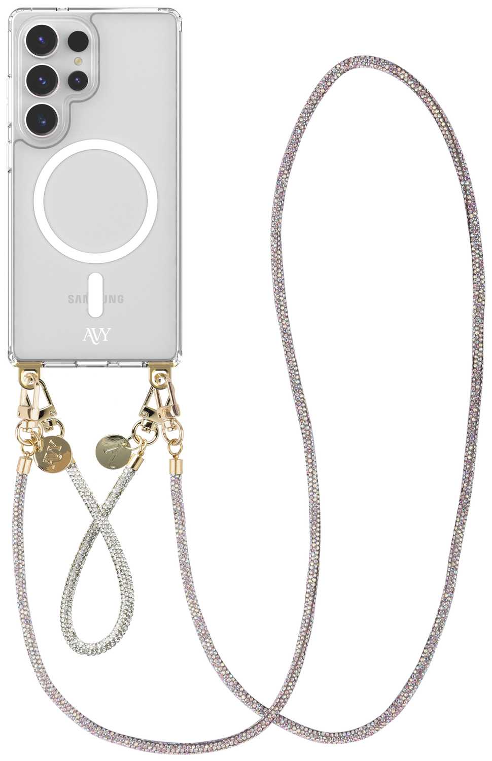 AVY Samsung Galaxy S25 Ultra Hoesje met Koord & MagSafe Set Silver Spark afbeelding 1