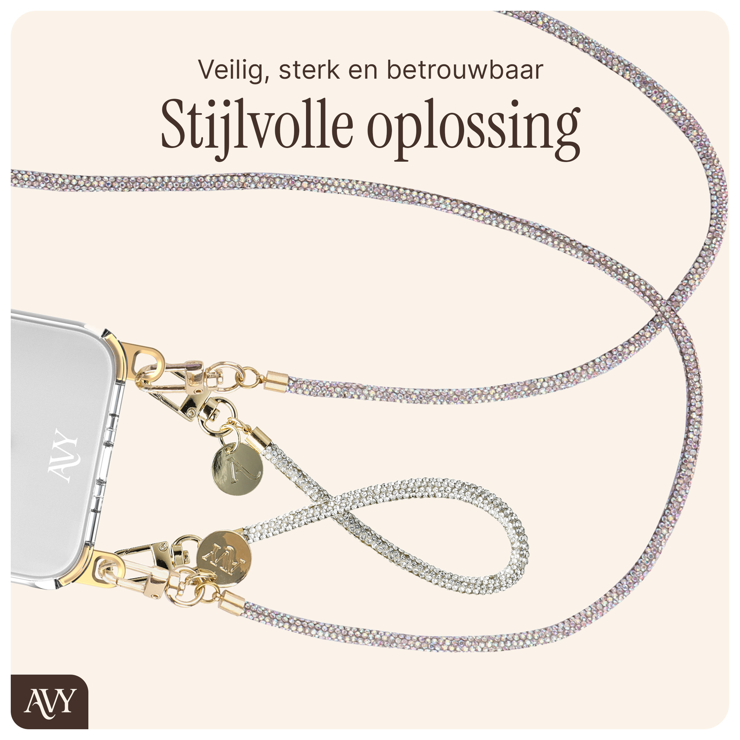 AVY Samsung Galaxy S25 Ultra Hoesje met Koord & MagSafe Set Silver Spark afbeelding 8