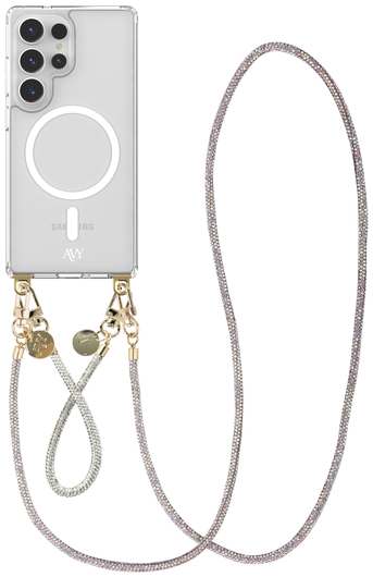 AVY Samsung Galaxy S25 Ultra Hoesje met Koord & MagSafe Set Silver Spark afbeelding 1