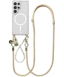 AVY Samsung Galaxy S25 Ultra Hoesje met Koord & MagSafe Set Pearl & Rope Beige afbeelding