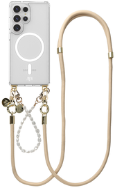AVY Samsung Galaxy S25 Ultra Hoesje met Koord & MagSafe Set Pearl & Rope Beige