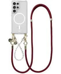 AVY Samsung Galaxy S25 Ultra Hoesje Koord & MagSafe Set Pearl & Rope Burgundy afbeelding