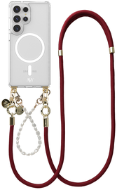 AVY Samsung Galaxy S25 Ultra Hoesje Koord & MagSafe Set Pearl & Rope Burgundy