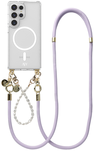 AVY Samsung Galaxy S25 Ultra Hoesje met Koord & MagSafe Set Pearl & Rope Purple afbeelding 1