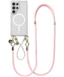 AVY Samsung Galaxy S25 Ultra Hoesje met Koord & MagSafe Set Pearl & Rope Pink afbeelding