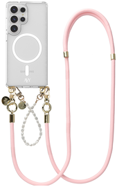 AVY Samsung Galaxy S25 Ultra Hoesje met Koord & MagSafe Set Pearl & Rope Pink