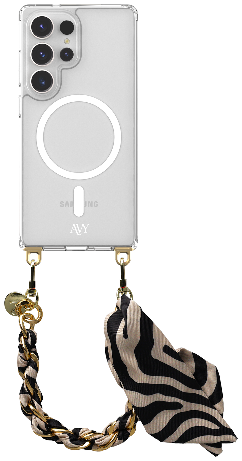 AVY Samsung Galaxy S25 Ultra Hoesje met Koord & MagSafe 32CM Serengeti Zebra afbeelding 1