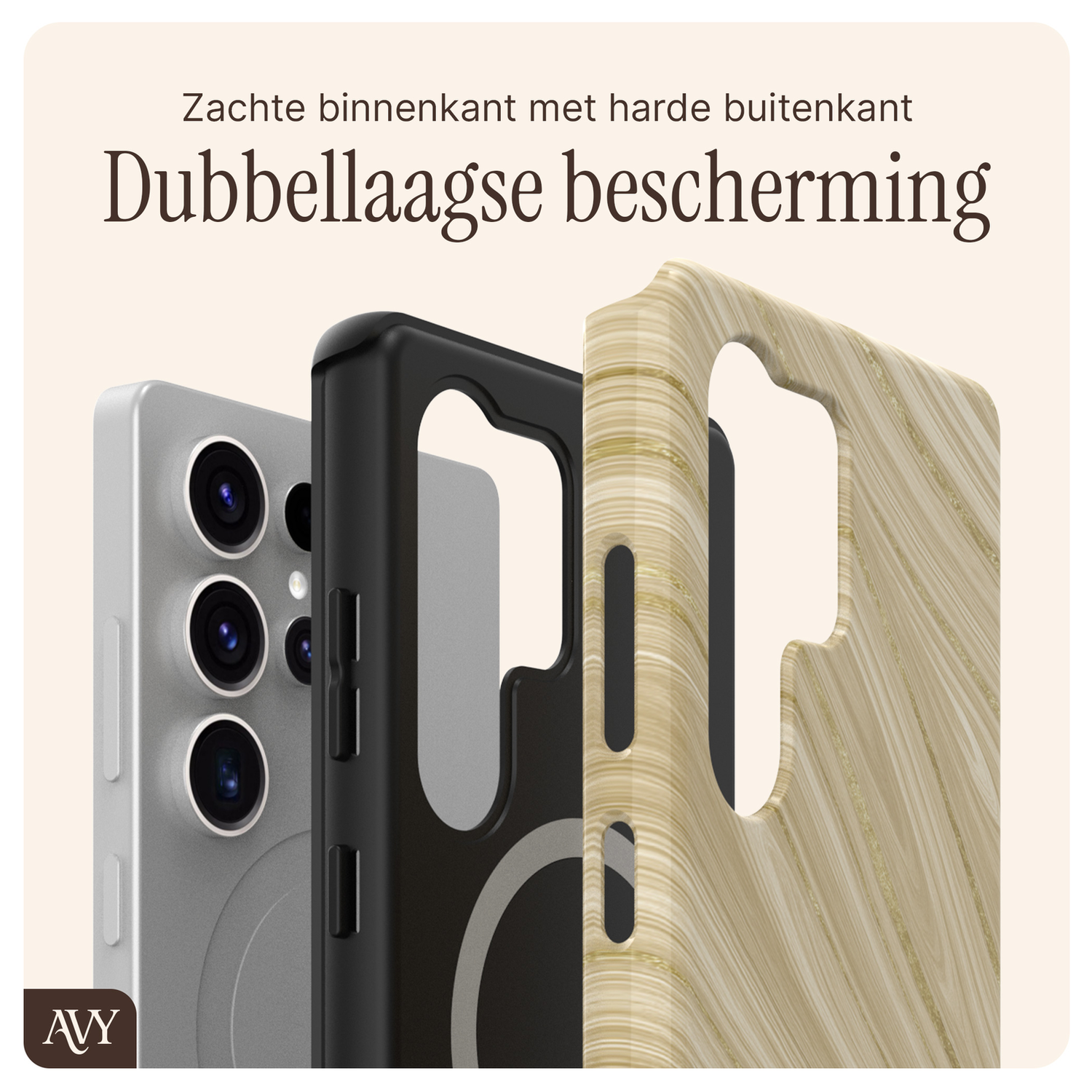 AVY Samsung Galaxy S25 Ultra MagSafe Hoesje met Koord 32CM Aurum Gold afbeelding 7