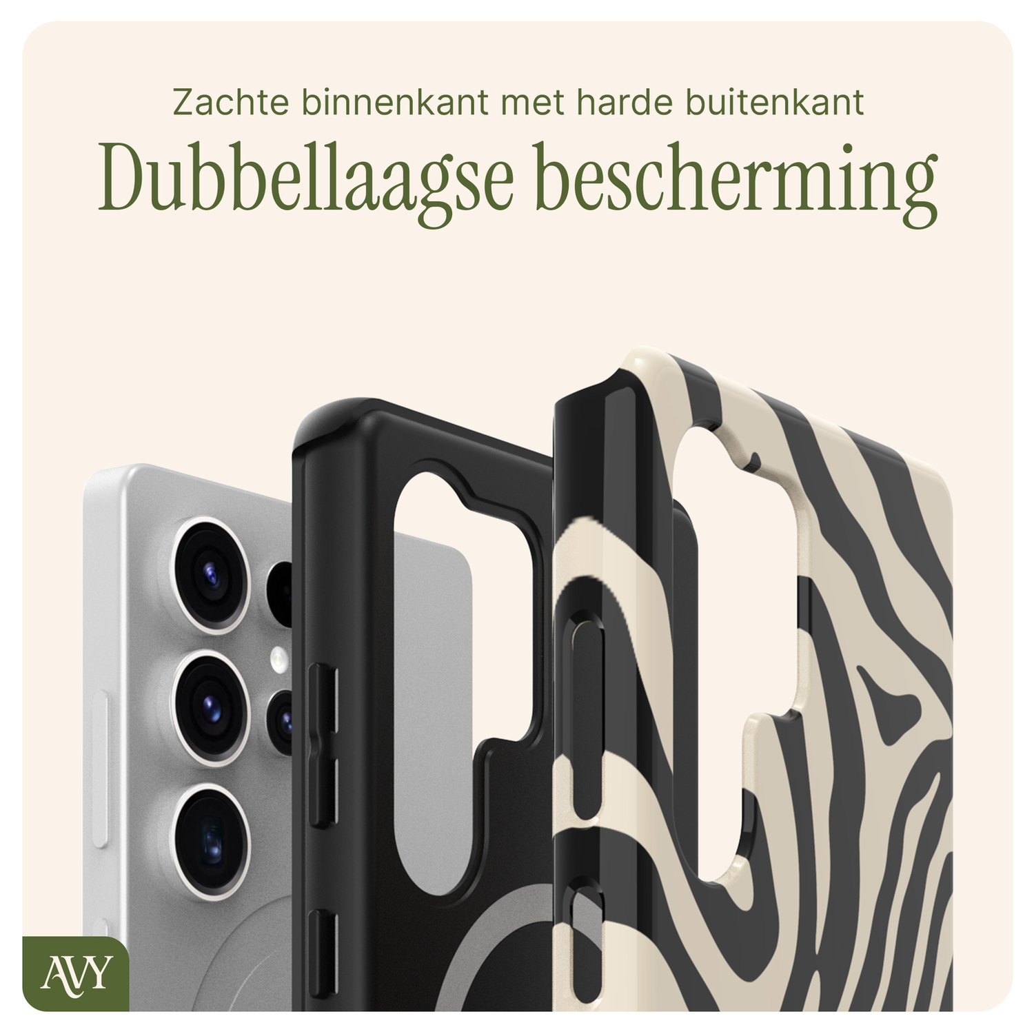 AVY Samsung Galaxy S25 Ultra MagSafe Hoesje met Koord 30CM Zebra Hearts afbeelding 8