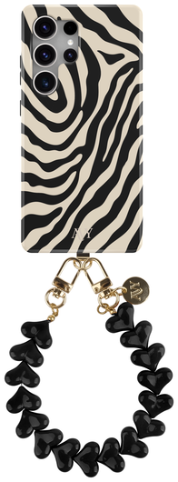 AVY Samsung Galaxy S25 Ultra MagSafe Hoesje met Koord 30CM Zebra Hearts afbeelding 1