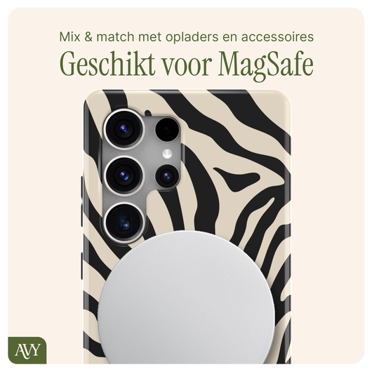 AVY Samsung Galaxy S25 Ultra MagSafe Hoesje met Koord 30CM Zebra Hearts afbeelding 7