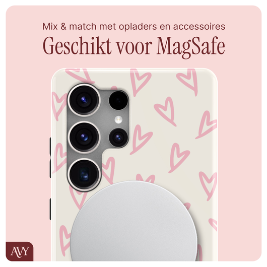 AVY Samsung Galaxy S25 Ultra MagSafe Hoesje met Koord 30CM Lovely Hearts afbeelding 7