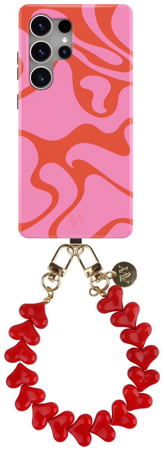 AVY Samsung Galaxy S25 Ultra MagSafe Hoesje met Koord 30CM Rose Hearts afbeelding 1