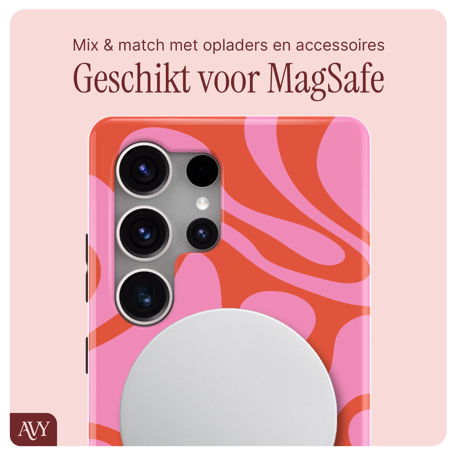 AVY Samsung Galaxy S25 Ultra MagSafe Hoesje met Koord 30CM Rose Hearts afbeelding 8