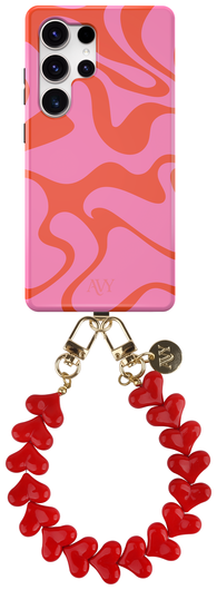 AVY Samsung Galaxy S25 Ultra MagSafe Hoesje met Koord 30CM Rose Hearts afbeelding 1