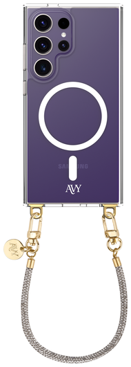 AVY Samsung Galaxy S24 Ultra Hoesje met Koord & MagSafe 30CM Silver Spark afbeelding 1
