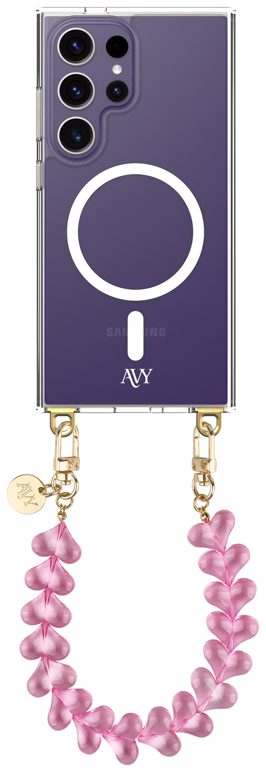 AVY Samsung Galaxy S24 Ultra Hoesje met Koord & MagSafe 30CM Cupid Clear Pink afbeelding 1