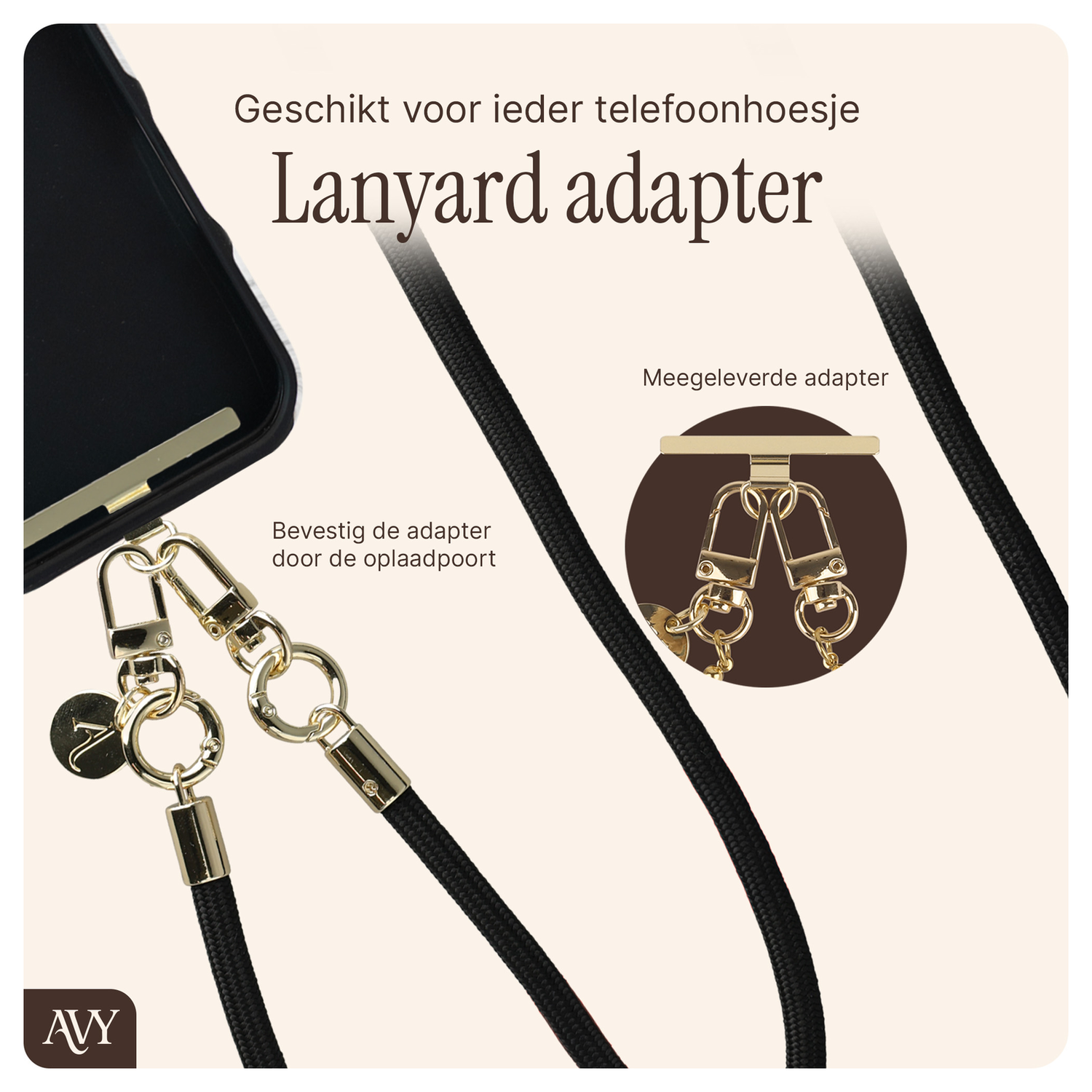 AVY Samsung Galaxy S24 Ultra Hoesje met Koord & MagSafe 130CM Tressé Black afbeelding 9