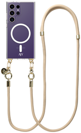 AVY Samsung Galaxy S24 Ultra Hoesje met Koord & MagSafe 130CM Tressé Beige afbeelding