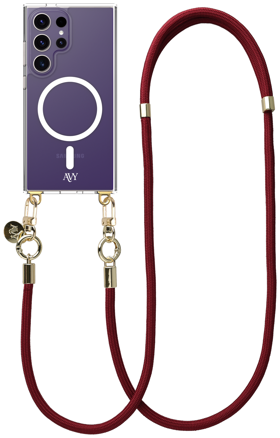 AVY Samsung Galaxy S24 Ultra Hoesje met Koord & MagSafe 130CM Tressé Red afbeelding 1