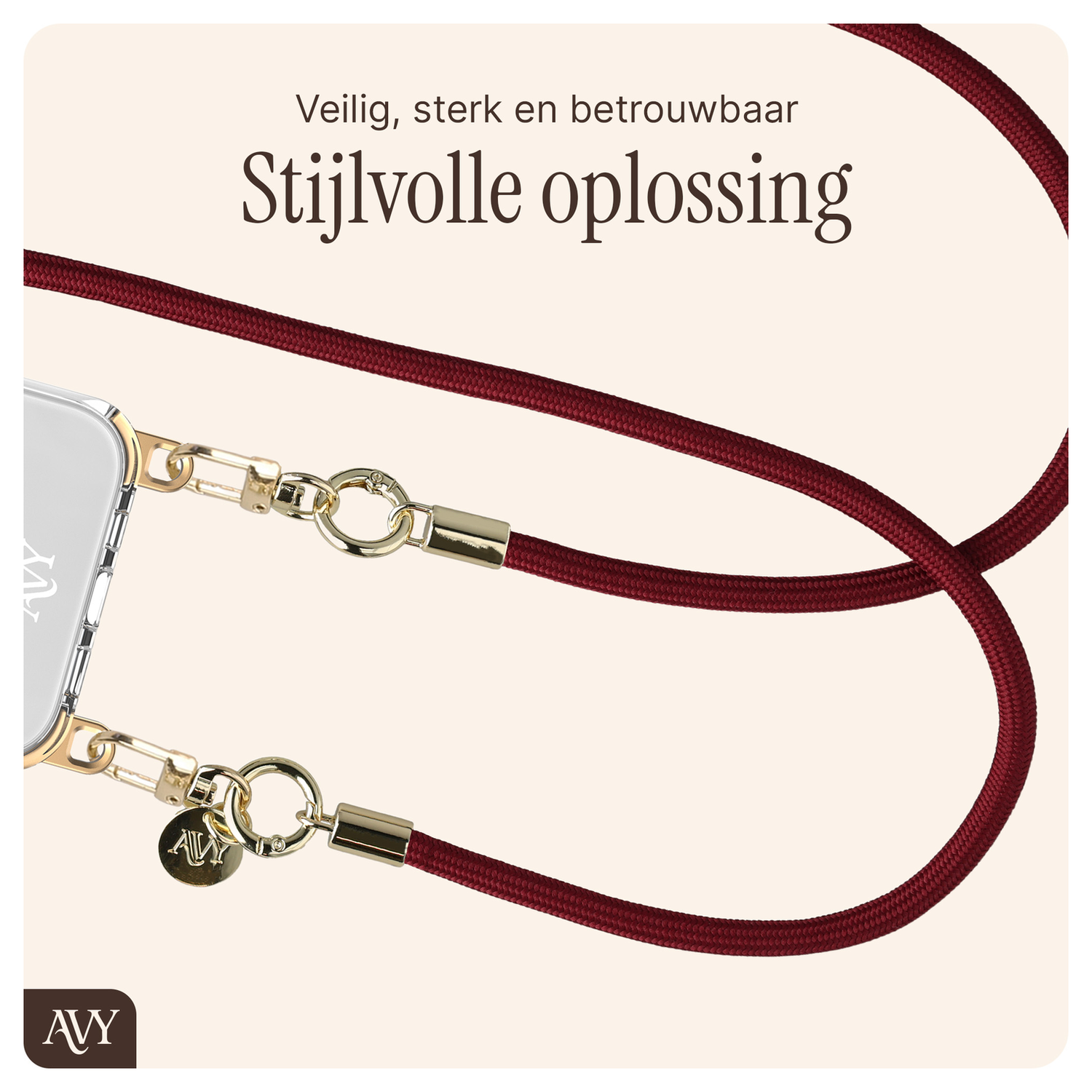 AVY Samsung Galaxy S24 Ultra Hoesje met Koord & MagSafe 130CM Tressé Red afbeelding 9