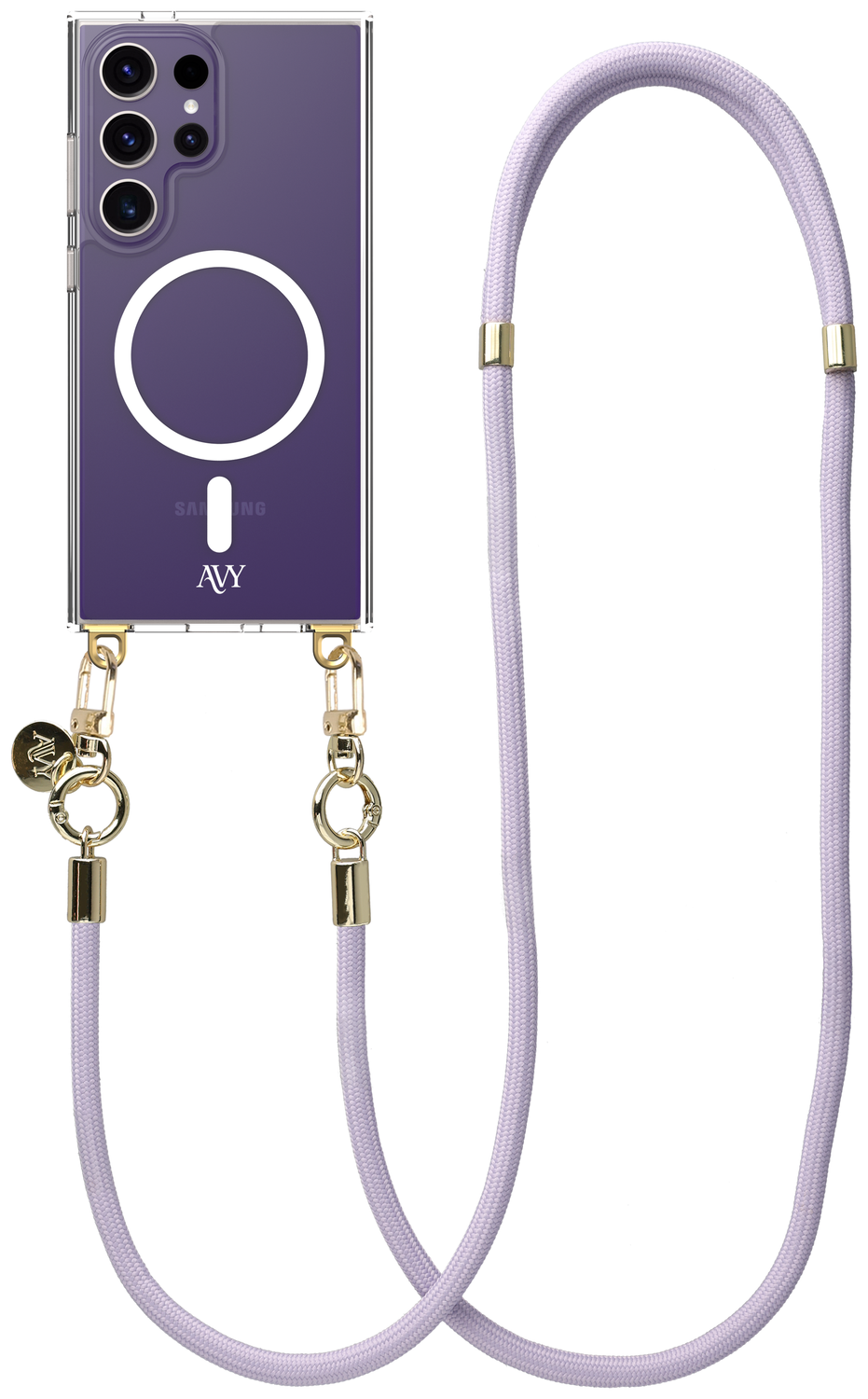 AVY Samsung Galaxy S24 Ultra Hoesje met Koord & MagSafe 130CM Tressé Purple afbeelding 1