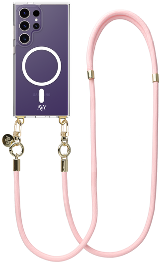 AVY Samsung Galaxy S24 Ultra Hoesje met Koord & MagSafe 130CM Tressé Pink afbeelding 1