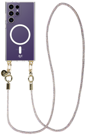 AVY Samsung Galaxy S24 Ultra Hoesje met Koord & MagSafe 120CM Silver Spark Long afbeelding