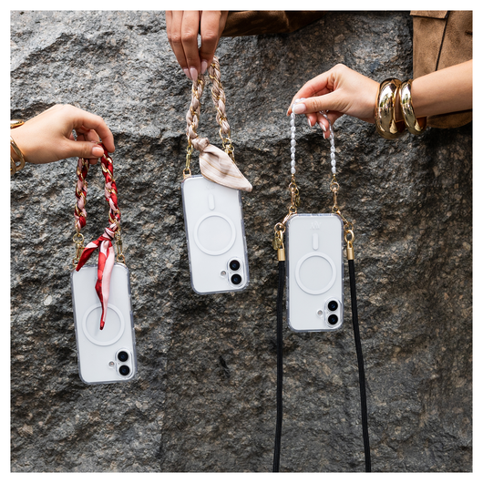 AVY Samsung Galaxy S24 Ultra Hoesje met Koord & MagSafe Set Pearl & Rope Black afbeelding 4