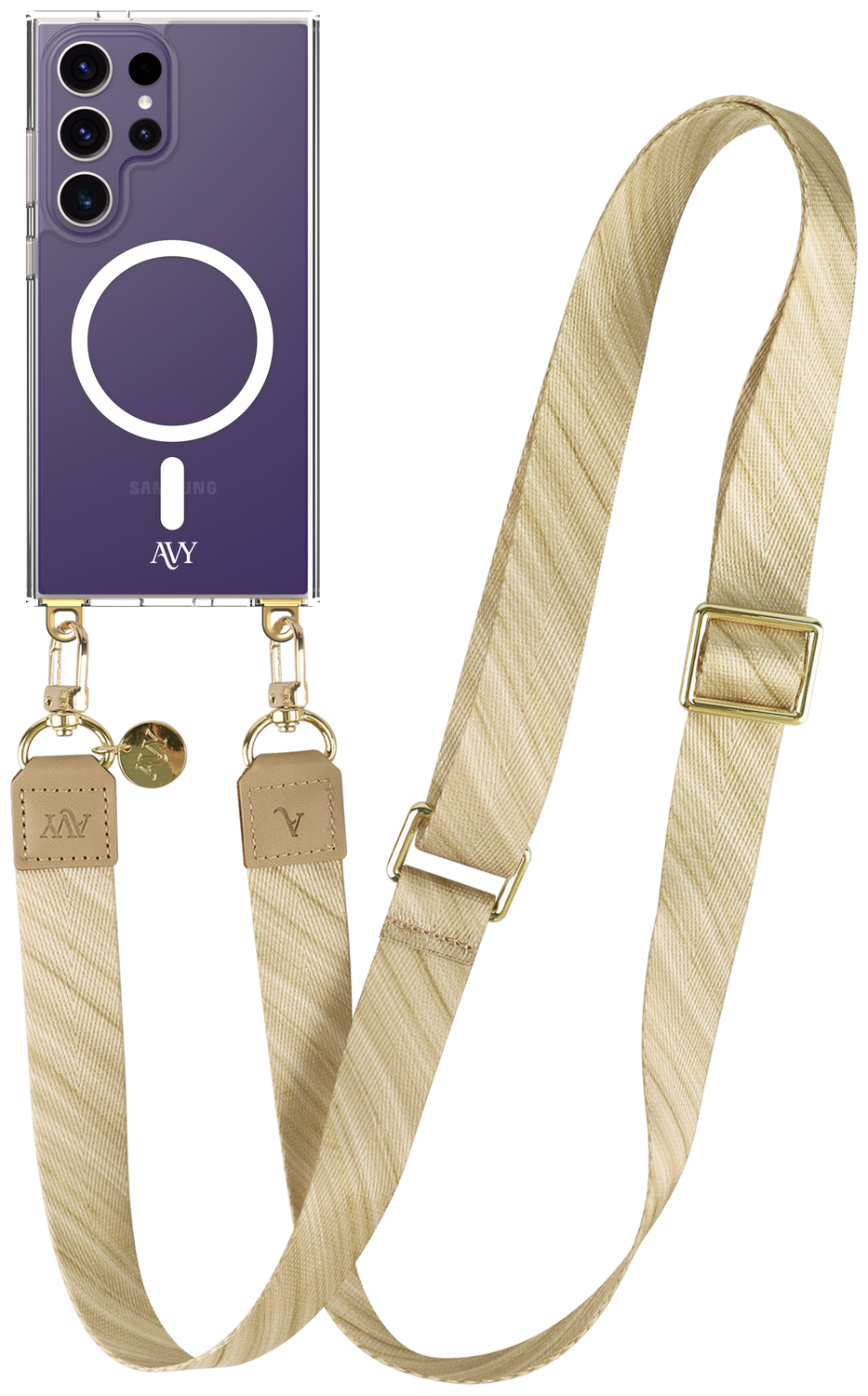 AVY Samsung Galaxy S24 Ultra Hoesje met Koord & MagSafe 130CM Aurum Gold afbeelding 1