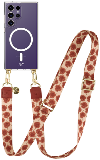 AVY Samsung Galaxy S24 Ultra Hoesje met Koord & MagSafe 130CM Botanique Roses afbeelding 1