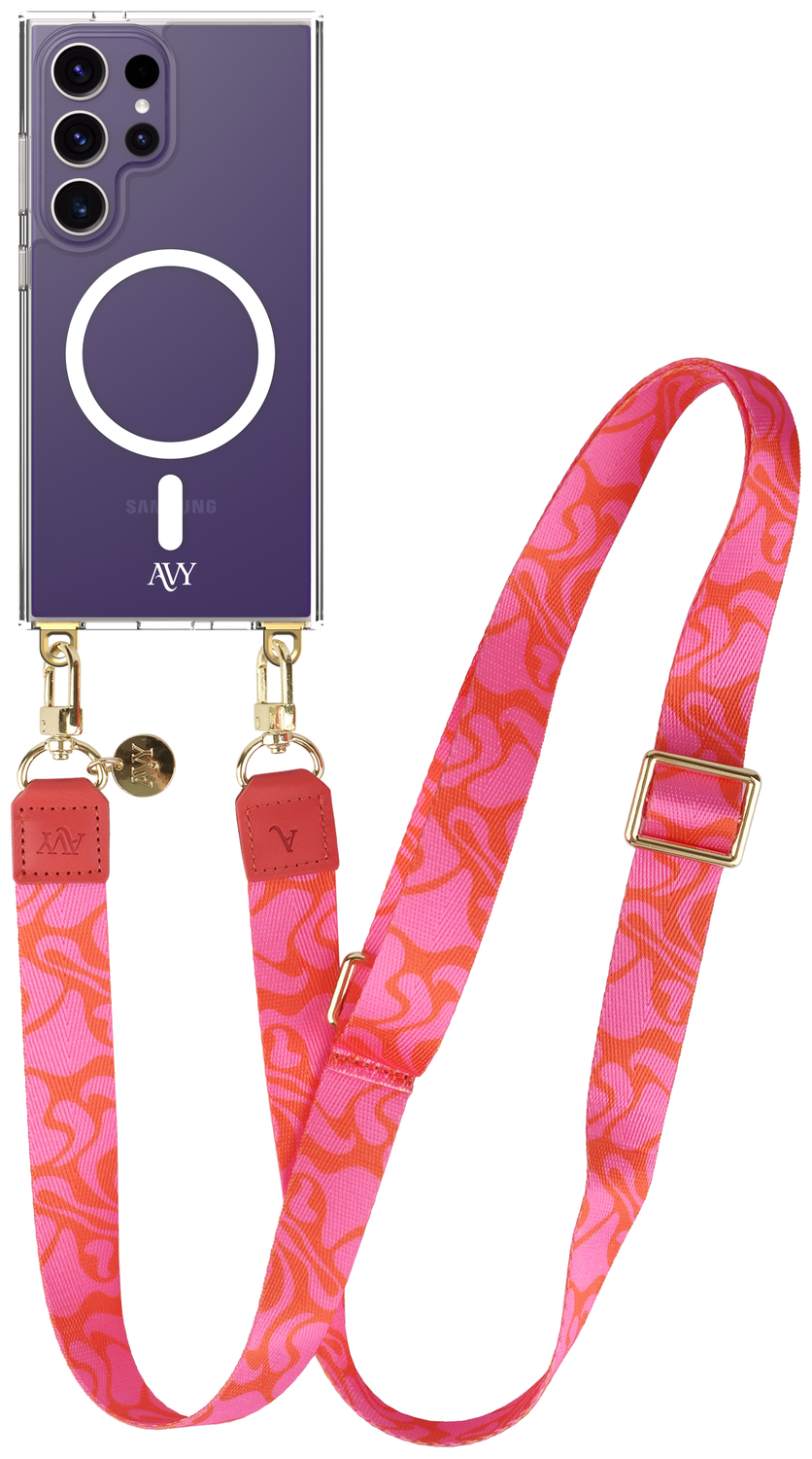 AVY Samsung Galaxy S24 Ultra Hoesje met Koord & MagSafe 130CM Cupid Blush afbeelding 1