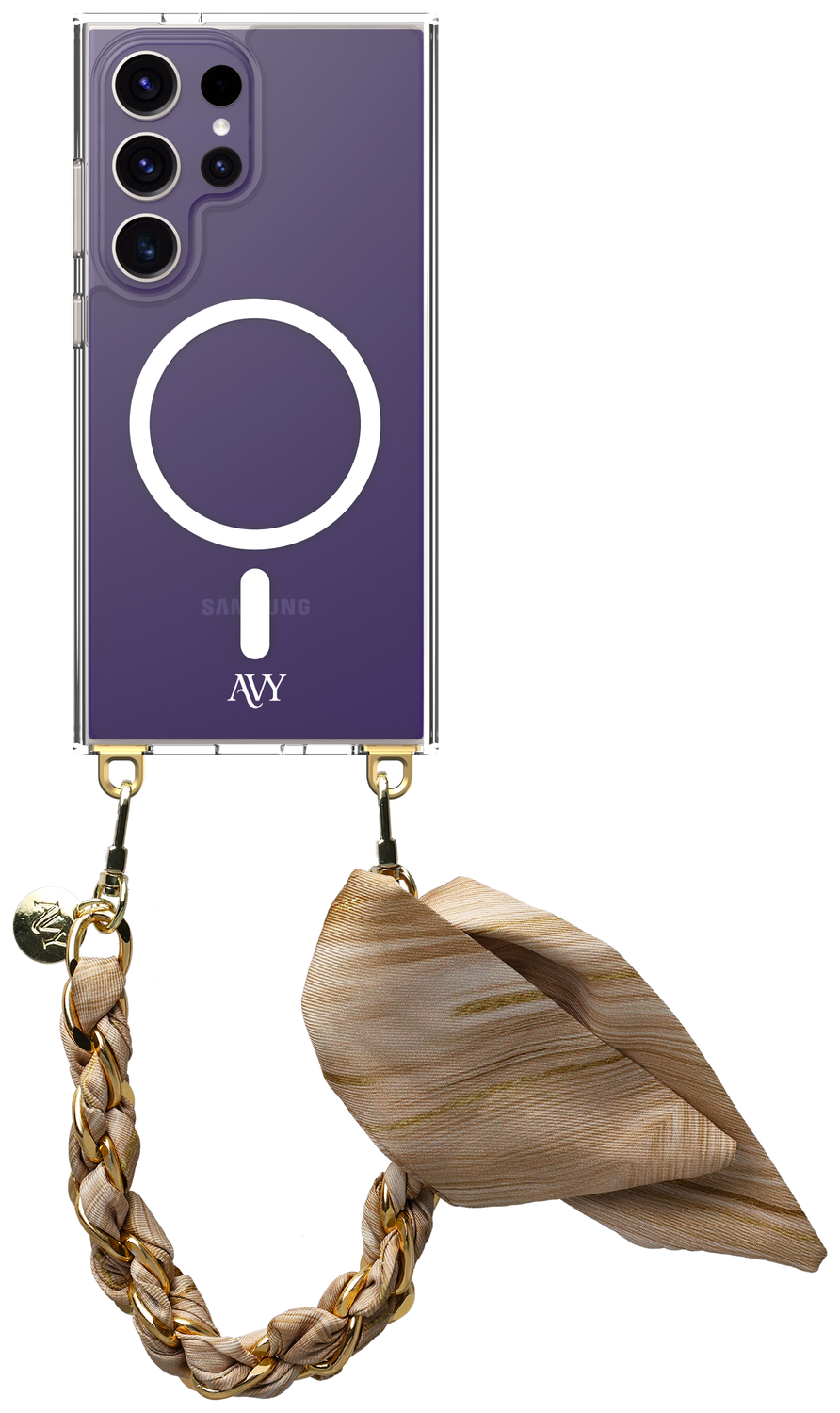 AVY Samsung Galaxy S24 Ultra Hoesje met Koord & MagSafe 32CM Aurum Gold afbeelding 1