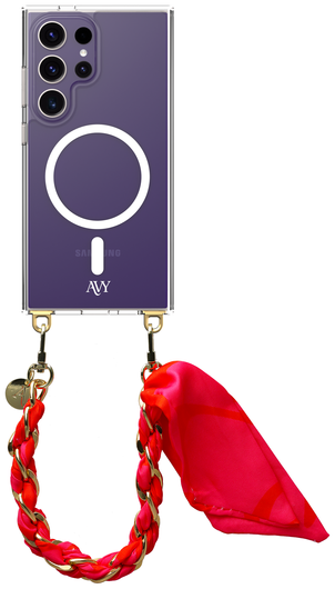 AVY Samsung Galaxy S24 Ultra Hoesje met Koord & MagSafe 32CM Rosé Twist afbeelding 1