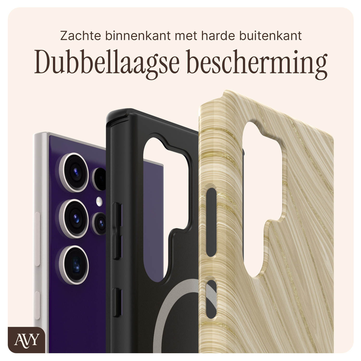 AVY Samsung Galaxy S24 Ultra MagSafe Hoesje met Koord 130CM Aurum Gold afbeelding 7