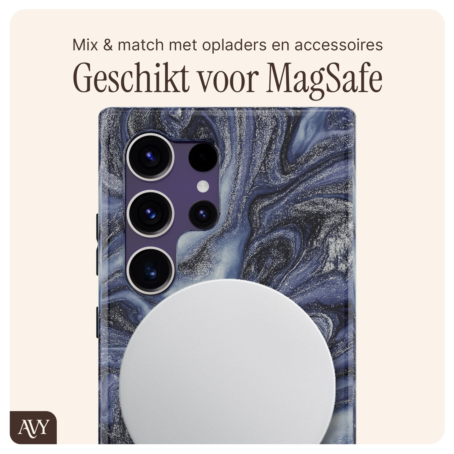 AVY Samsung Galaxy S24 Ultra MagSafe Hoesje met Koord 130CM Obscura Blue afbeelding 8