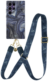 AVY Samsung Galaxy S24 Ultra MagSafe Hoesje met Koord 130CM Obscura Blue