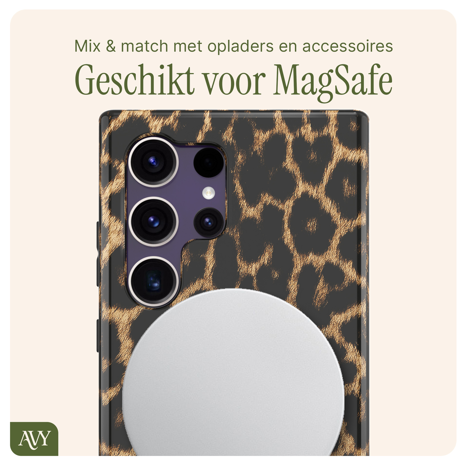 AVY Samsung Galaxy S24 Ultra MagSafe Hoesje met Koord 130CM Panthera Chic afbeelding 8