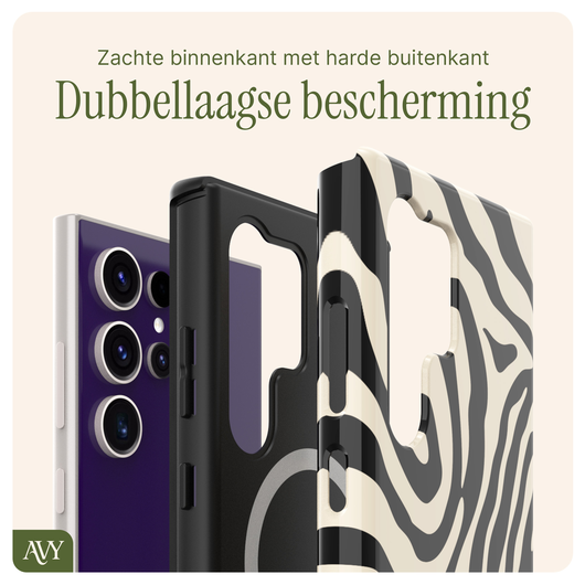 AVY Samsung Galaxy S24 Ultra MagSafe Hoesje met Koord 30CM Zebra Hearts afbeelding 8