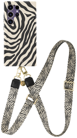 AVY Samsung Galaxy S24 Ultra MagSafe Hoesje met Koord 130CM Serengeti Zebra